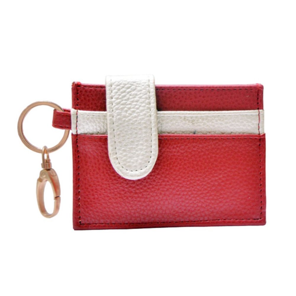 Red and White Card Holder Key Ring